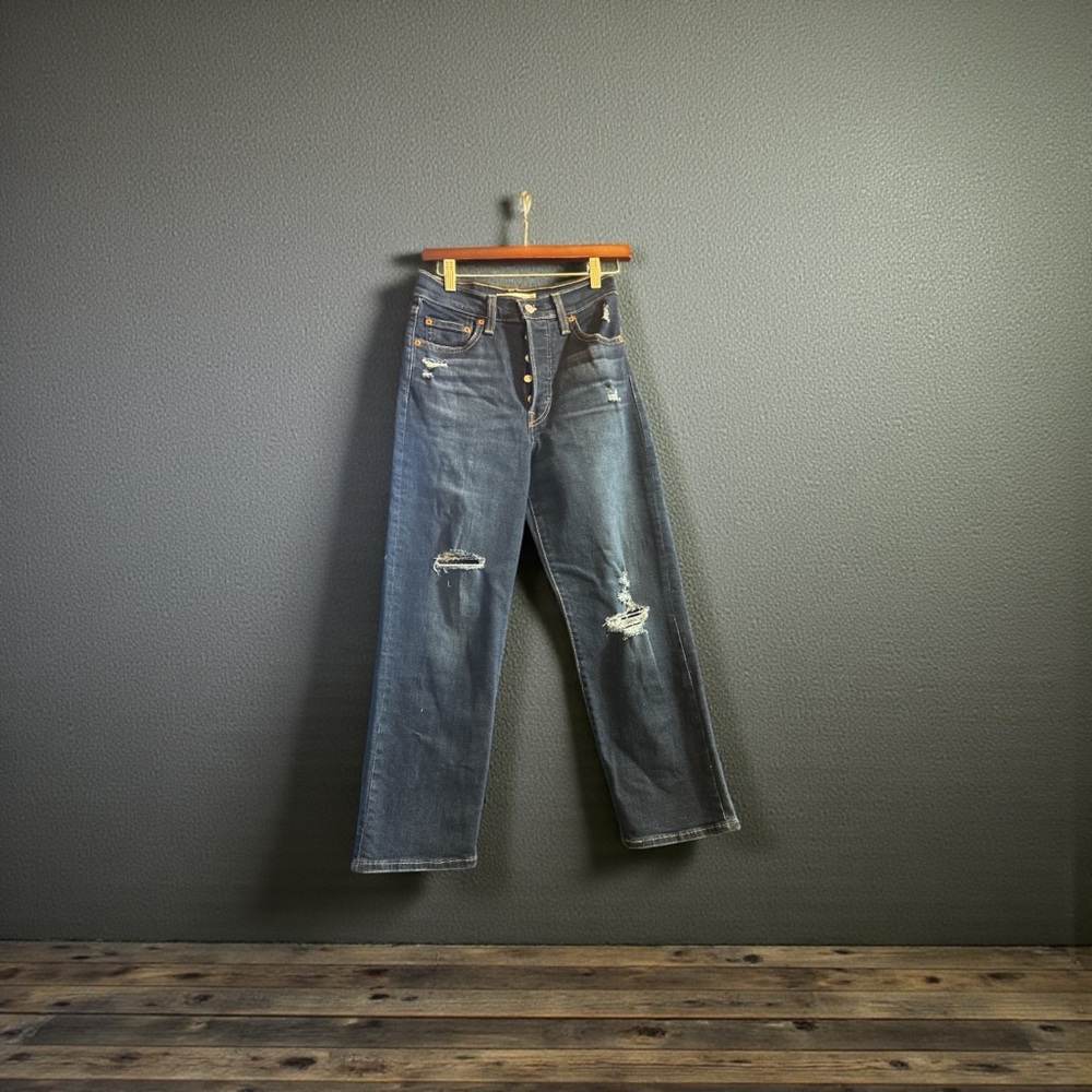 Distressed Straight-Ankle Jeans